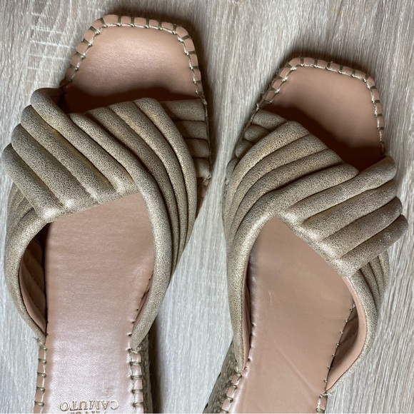 Vince Camuto Melysa Crossband Slide Sandals in Egyptian Gold - Picture 7 of 10